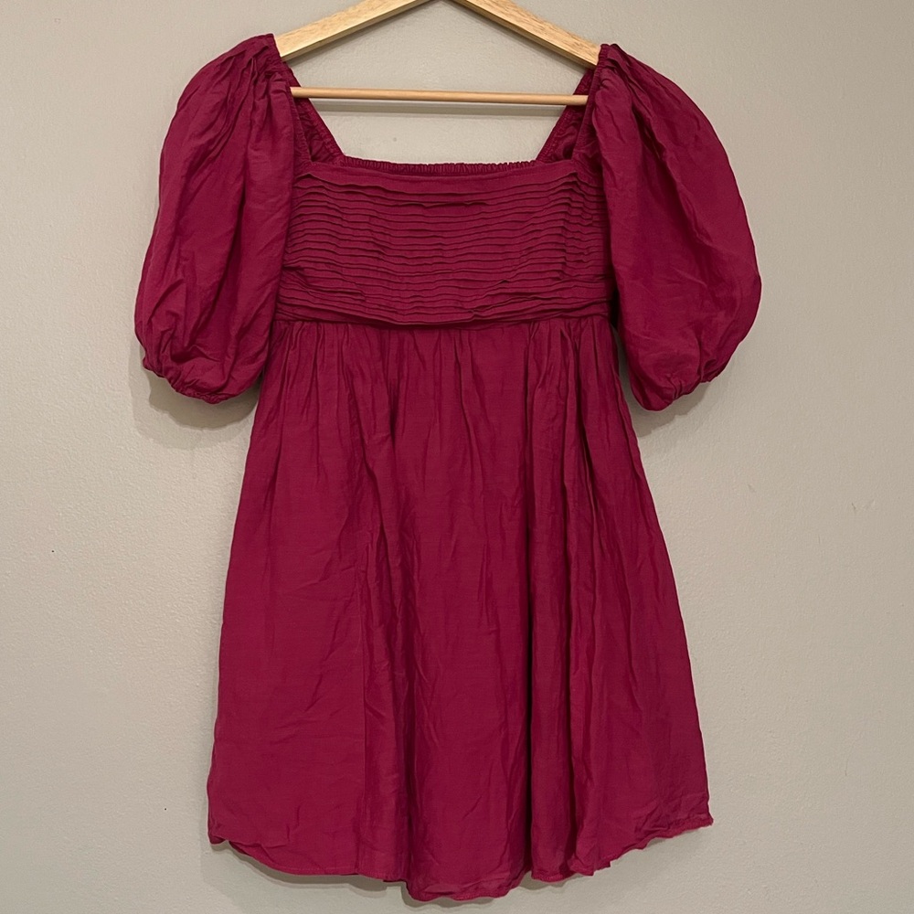 ✨ Abercrombie & Fitch Pink Puff Sleeve Mini Dress | Smocked Babydoll XSP